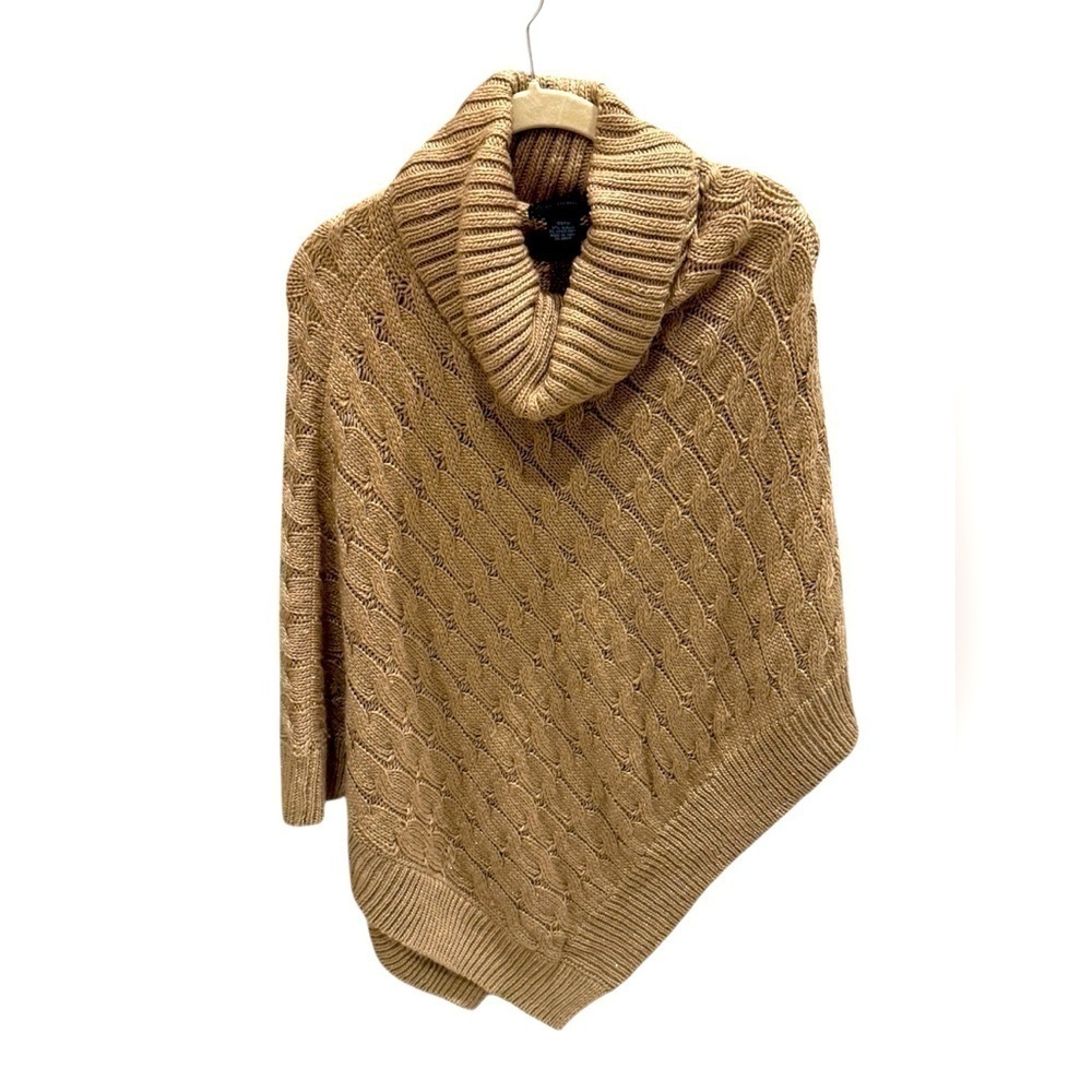 Steve Madden Cable Knit Metallic Turtleneck Poncho Size OS